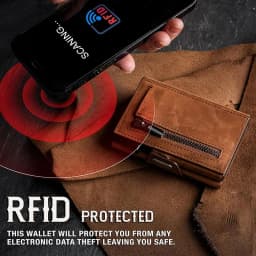 Pop-up Slim RFID Card Holder for Men Minimalist Leather Credit Card Wallet with Coin Purse and Cash Slot Travel Small Purse
