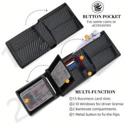 Men's Multifunctional Ultra-thin RFID Blocking Wallet with 15 Credit Card Holders Wallet with Coin Pocket Ideal Gift for Boyfrie