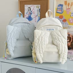 Versatile Angel Wing Backpack Y2k Style Large Capacity Canvas Backpack Solid Color Lightweight School Bag for Adults Student