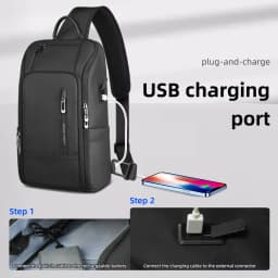 HK Anti-theft Men's Shoulder Bag Waterproof Chest Crossbody Bag with USB Oxford Leisure Satchel Multi-Pockets Sling Bag for Male