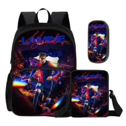 3Pcs set with Front Pocket Backpack Shoulder Bags Pencil Bag L-Lamin Yamal Kids Backpack Football Star Rucksack