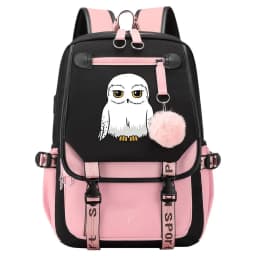 Anime Hedwig Night Owl Backpack Nylon School Book Student Travel Bags Laptop Casual USB Port Messenger Bag