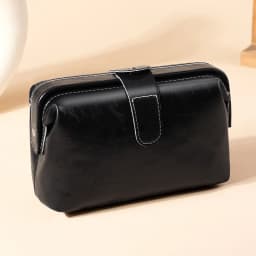 Genuine Leather Makeup Bag Vintage Cosmetic Bag for Women Girl Button Coin Purse Large Capacity Makeup Case Waterproof