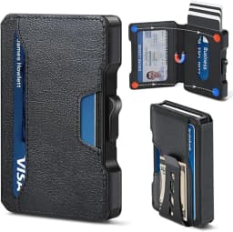 Wallet for Men, Pop Up RFID Blocking Aluminum Credit Card Holder | Holds 9-13 Cards, Built-in Money Clip & ID Window