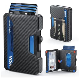 Wallet for Men, Pop Up RFID Blocking Aluminum Credit Card Holder | Holds 9-13 Cards, Built-in Money Clip & ID Window