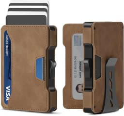 Wallet for Men, Pop Up RFID Blocking Aluminum Credit Card Holder | Holds 9-13 Cards, Built-in Money Clip & ID Window
