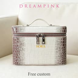 High Quality Crocodile Pattern Women Makeup Bag Custom Name Large Capacity Alligator PU Leather Travel Portable Cosmetic Box