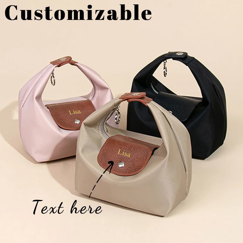 Customized Name Waterproof Nylon Lunch Box Bag for Commuting and Casual Use, Dumpling Bag, Single Shoulder Crossbody Bag