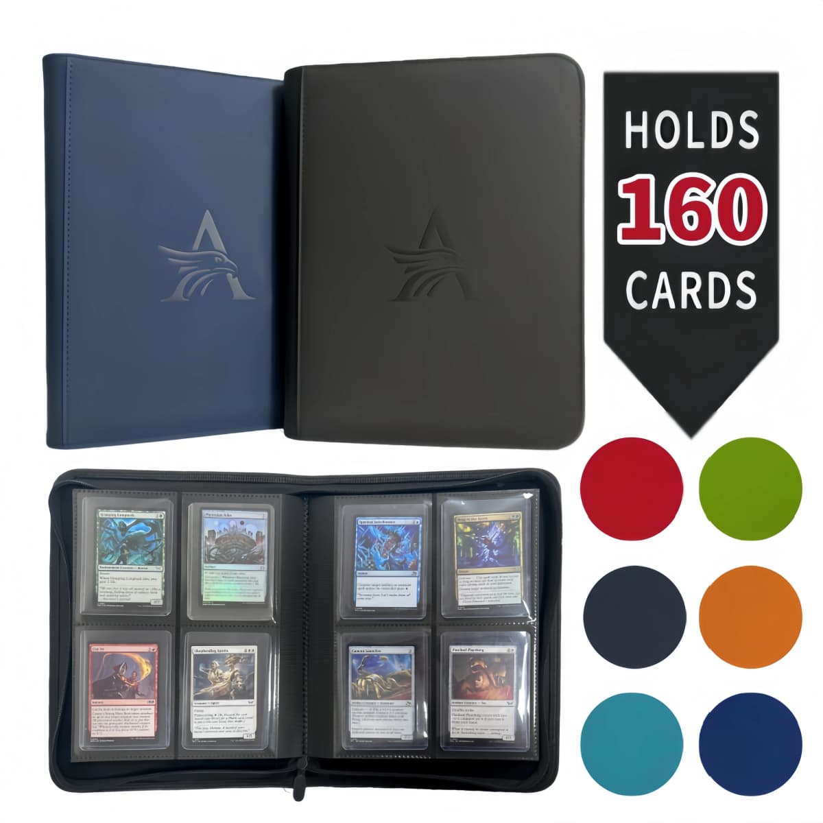 4-Pocket Toploader Binder, Top Loader Binder for Cards, Holds 160, Card Folders for Trading Cards or Sports Cards in 3 X 4''