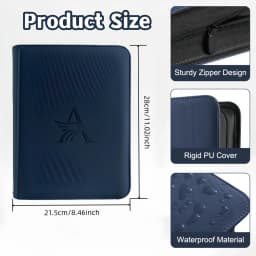 4-Pocket Toploader Binder, Top Loader Binder for Cards, Holds 160, Card Folders for Trading Cards or Sports Cards in 3 X 4''