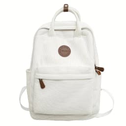 Casual Corduroy Backpack for Teens, 14 Laptop Compartment, High School & College Bag with Zipper Pocket, Backpacks for School