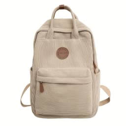 Casual Corduroy Backpack for Teens, 14 Laptop Compartment, High School & College Bag with Zipper Pocket, Backpacks for School