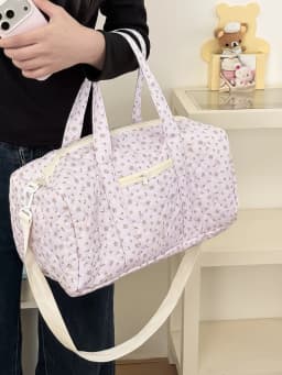 YT large-capacity lightweight luggage bag, hand-held crossbody Boston bag, small floral quilted travel bag, ins style