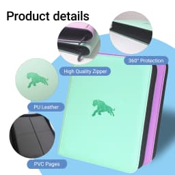 4-Pocket Double Sided 160 Pockets PU Card Binder, 3×4 Inch Trading Card Album for TCG Sports Cards