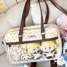 New Cute Large Capacity Lace Ita Bag Lolita Girls Transparent Pocket Y2k DIY Badge Display Shoulder Bag Casual Polka Dot Handbag