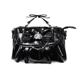 Elegant Pink Bow Rhinestone Underarm Bag, Sweet Lolita Pleated Shoulder Bag, Portable Bow Handle Handbag Cute Ita Purse