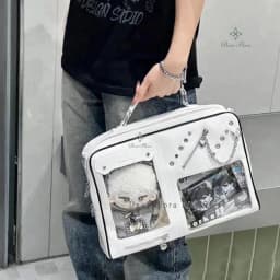 Y2K Women Ita Shoulder Bag Girls Transparent Bag DIY Display Crossbody Fashion Handbag Backpack Students Bookbag Travel Knapsack