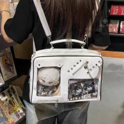 Y2K Women Ita Shoulder Bag Girls Transparent Bag DIY Display Crossbody Fashion Handbag Backpack Students Bookbag Travel Knapsack