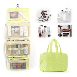Striped hook-style makeup bag with four compartments, striped travel business trip large-capacity foldable toiletry bag, multifu