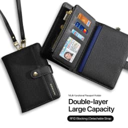New Large Capacity Unisex Passport Holder Wallet - RFID Blocking PU Leather Travel Card Organizer with Money Clip