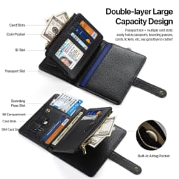 New Large Capacity Unisex Passport Holder Wallet - RFID Blocking PU Leather Travel Card Organizer with Money Clip