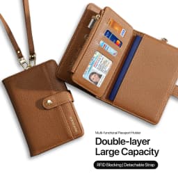 New Large Capacity Unisex Passport Holder Wallet - RFID Blocking PU Leather Travel Card Organizer with Money Clip