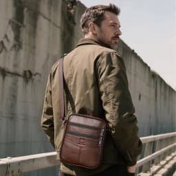 BULLCAPTAIN Men's Leather Shoulder Bag Multifunctional and High-Capacity Cowhide Crossbody Bag Handbag Casual Messenger Bag