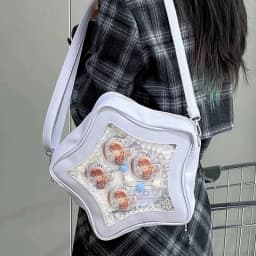 Yellow Star Ita Bag Girls Cute Fashion Kawaii Backpack Y2K Waterproof Front Pocket Transparent Knapsack Teenage Travel Schoolbag