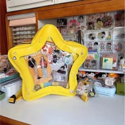 Yellow Star Ita Bag Girls Cute Fashion Kawaii Backpack Y2K Waterproof Front Pocket Transparent Knapsack Teenage Travel Schoolbag