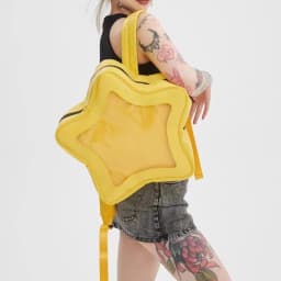 Yellow Star Ita Bag Girls Cute Fashion Kawaii Backpack Y2K Waterproof Front Pocket Transparent Knapsack Teenage Travel Schoolbag