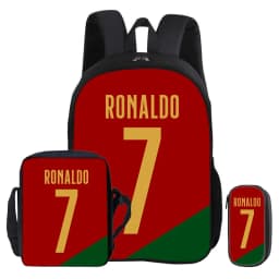 3Pcs Set Backpack Ronaldo child Mochila Shoulder Bag Pencil Bags Bookbag CR Football Star Rucksack Football Sport Schoolbag Gift
