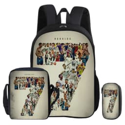 3Pcs Set Backpack Ronaldo child Mochila Shoulder Bag Pencil Bags Bookbag CR Football Star Rucksack Football Sport Schoolbag Gift