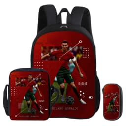 3Pcs Set Backpack Ronaldo child Mochila Shoulder Bag Pencil Bags Bookbag CR Football Star Rucksack Football Sport Schoolbag Gift
