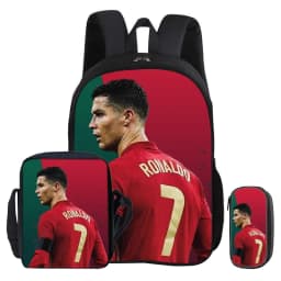 3Pcs Set Backpack Ronaldo child Mochila Shoulder Bag Pencil Bags Bookbag CR Football Star Rucksack Football Sport Schoolbag Gift