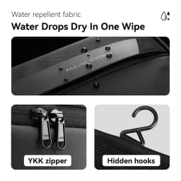 MARK RYDEN Travel Toiletry Bag with Hook, Water Repellent PU Oxford Dopp Kit with Multi-compartment for Men Women