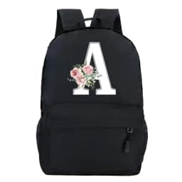 College Student Ladies Pink Floral Alphabet White Print Backpack Women Flower Harajuku SchoolBags Female Rose Letter Shouder Bag