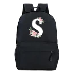 College Student Ladies Pink Floral Alphabet White Print Backpack Women Flower Harajuku SchoolBags Female Rose Letter Shouder Bag
