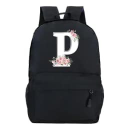 College Student Ladies Pink Floral Alphabet White Print Backpack Women Flower Harajuku SchoolBags Female Rose Letter Shouder Bag