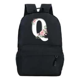 College Student Ladies Pink Floral Alphabet White Print Backpack Women Flower Harajuku SchoolBags Female Rose Letter Shouder Bag
