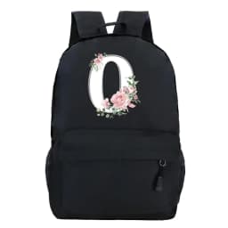 College Student Ladies Pink Floral Alphabet White Print Backpack Women Flower Harajuku SchoolBags Female Rose Letter Shouder Bag
