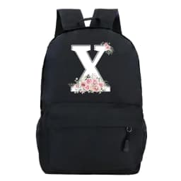 College Student Ladies Pink Floral Alphabet White Print Backpack Women Flower Harajuku SchoolBags Female Rose Letter Shouder Bag