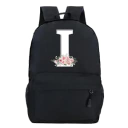 College Student Ladies Pink Floral Alphabet White Print Backpack Women Flower Harajuku SchoolBags Female Rose Letter Shouder Bag