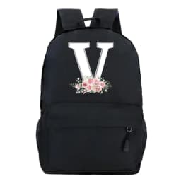 College Student Ladies Pink Floral Alphabet White Print Backpack Women Flower Harajuku SchoolBags Female Rose Letter Shouder Bag
