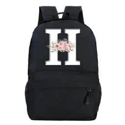 College Student Ladies Pink Floral Alphabet White Print Backpack Women Flower Harajuku SchoolBags Female Rose Letter Shouder Bag