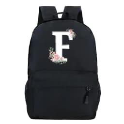 College Student Ladies Pink Floral Alphabet White Print Backpack Women Flower Harajuku SchoolBags Female Rose Letter Shouder Bag