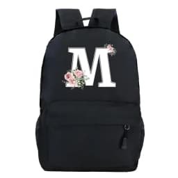 College Student Ladies Pink Floral Alphabet White Print Backpack Women Flower Harajuku SchoolBags Female Rose Letter Shouder Bag