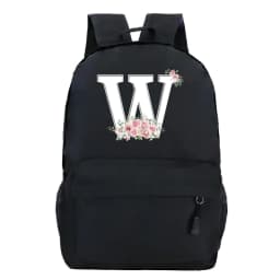 College Student Ladies Pink Floral Alphabet White Print Backpack Women Flower Harajuku SchoolBags Female Rose Letter Shouder Bag