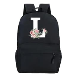 College Student Ladies Pink Floral Alphabet White Print Backpack Women Flower Harajuku SchoolBags Female Rose Letter Shouder Bag