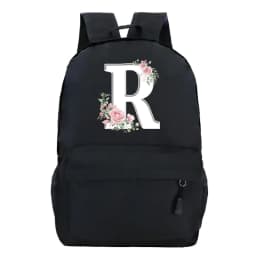 College Student Ladies Pink Floral Alphabet White Print Backpack Women Flower Harajuku SchoolBags Female Rose Letter Shouder Bag