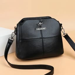 Fashionable Three Interlayer Synthetic Leather Crossbody Bag with Polyester Lining, Stylish Square Single Shoulder Bag for Women
